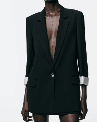 Blazer mujer Negro recto oversize kiara3