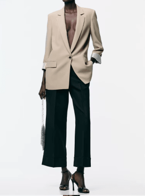 Blazer Mujer Beige Recto Oversize Kiara1