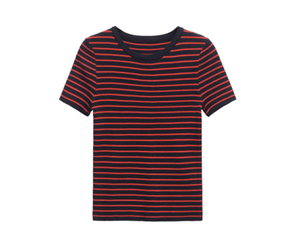 Polera Basica Algodón  Rayas Noélia  Burdeo1