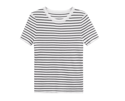 Polera Basica Algodón  Rayas Noélia  Blanca1