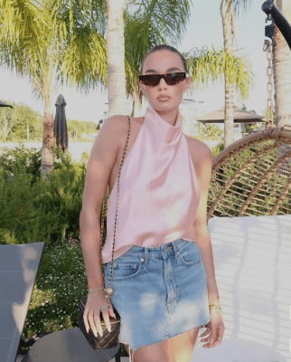 Top halter satinado Rosa mujer1