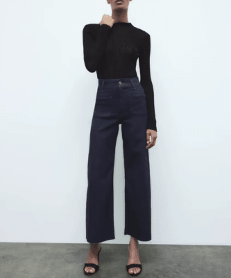 Jeans Mujer Straight Leg Tiro Alto Azul Oscuro Bianca1