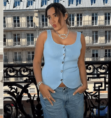 Top Ajustado Florencia Celeste para Mujer1