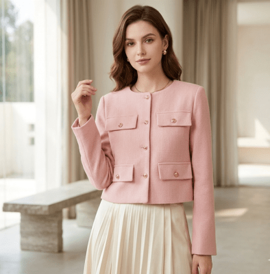 Blazer Rosa Mujer Corto Elegante Fiorella4