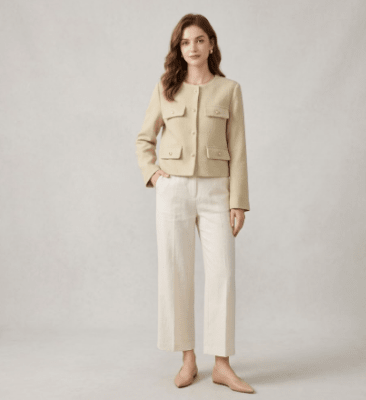 Blazer Beige mujer corto elegante fiorella11