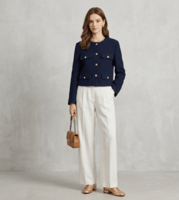 Blazer Azul Marino mujer corto elegante fiorella3