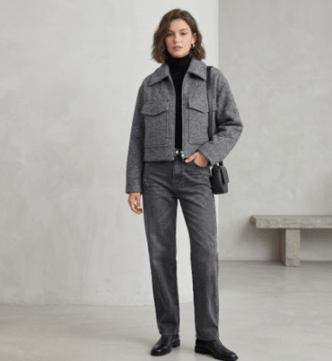 Chaqueta Gris mujer corta con cierre anto2