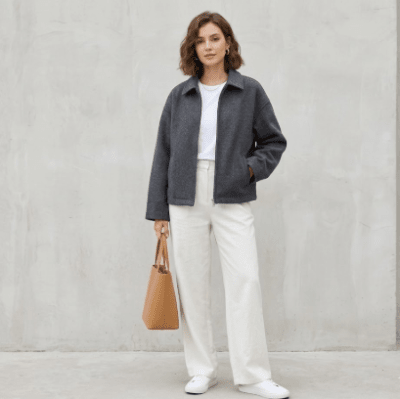 Chaqueta Gris mujer oversize de lana flavia4