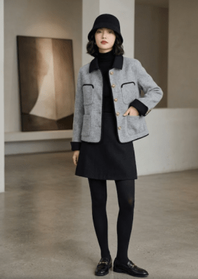 Abrigo de Lana Mujer Gris Genova1