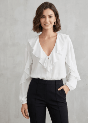 Blusa Blanca con Volantes Mujer Veneta1