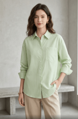 Camisa de rayas Verde amalfi mujer1