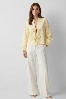 Camisa Beige Mujer Valeria con Lazos1