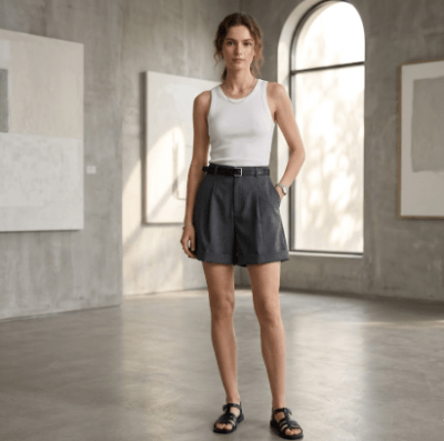 Short Gris Mujer Tiro Alto Kathe1