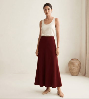 Falda Satinada Burdeo Mujer Zoe1