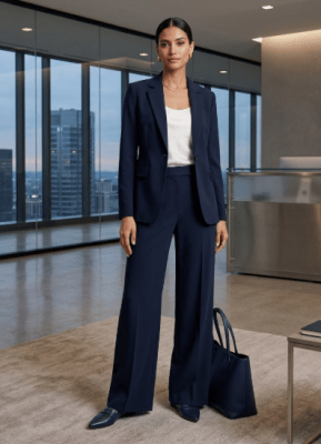 Pantalón mujer palazzo viena Azul Marino1