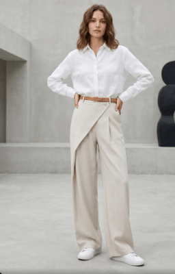 Pantalón Palazzo Mujer Praga Cintura Alta Crema1