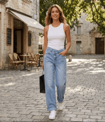 Jeans Recto Mujer Tiro Alto Azul Claro Felipa1