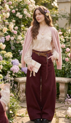 Jeans Wide Leg Burdeo Mujer Tiro Alto1