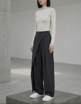 Pantalón palazzo mujer praga cintura alta Gris1