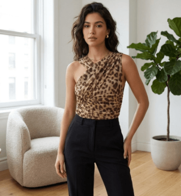 Body Asimétrico Animal Print Mujer Elegante10