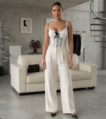 Body Corset Mujer Blanco con Encaje Anahya1