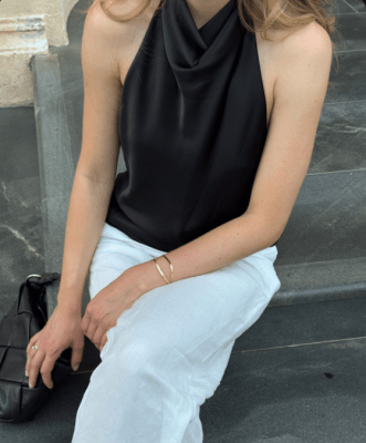 Top Halter Satinado Negro Mujer1