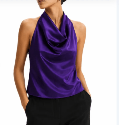 Top halter satinado Purpura mujer1