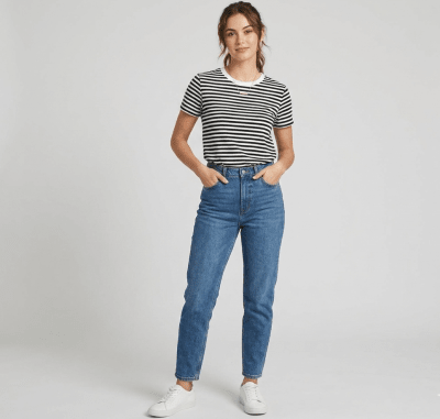 Polera Básica Carla Blanca de Rayas para Mujer1