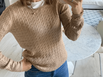 Sweater Tejido Trenzado para Mujer Camel Emilia2