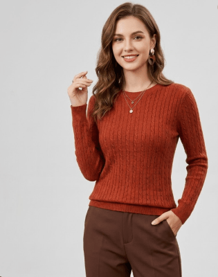 Sweater Trenzado Lana Terracota Emlia Mujer Tejido2