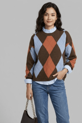 Sweater Rombos Naranja Zagreb Mujer Tejido1