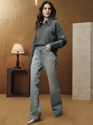 Sweater Mujer Cuello Polo Tejido Gris Martina1