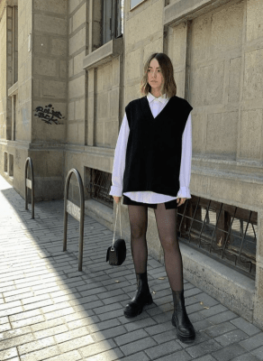 Chaleco Tejido Mujer Cuello V Negro Belga1
