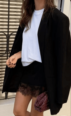 Falda Encaje Valeria Mujer Tiro Alto Negro1