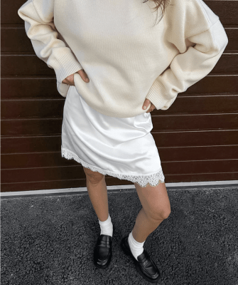 Falda Encaje Valeria Mujer Tiro Alto Blanco1