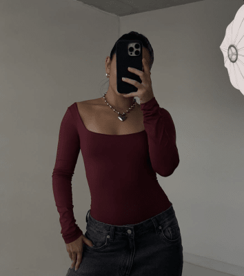 Body Burdeo cuello cuadrado adele Mujer Elegante1