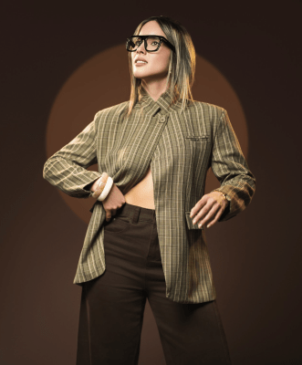 Blazer Asimetrico Marron Blazer Velka Mujer Corte Sastre Elegante1