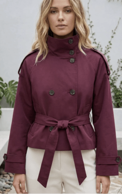 Gabardina Corta Burdeo Berlín Mujer Otoño Invierno1