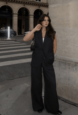 Blazer sin Manga Negro Begoña Mujer Corte Sastre Elegante1