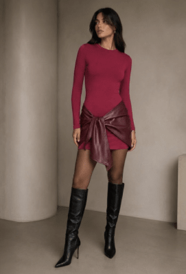 Vestido de patchwork Burdeo Shaira Mujer Elegante para Fiesta1