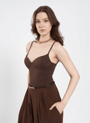 Top Marron Glow Mujer Casual Elegante6