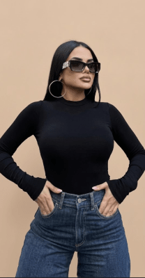 Body Negro manga larga emma Mujer Elegante1