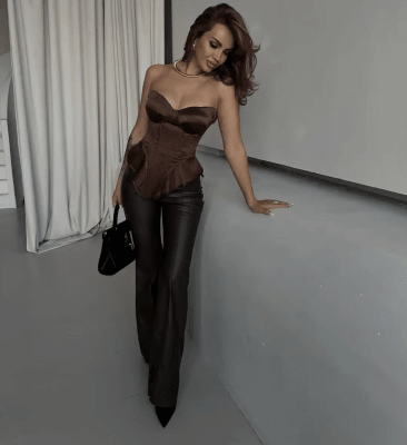 Corset Mujer Satinado Chocolate Ninoska Elegante Ajustable1