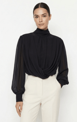 Blusa Negro Lazo Nicosia Mujer Casual Elegante1
