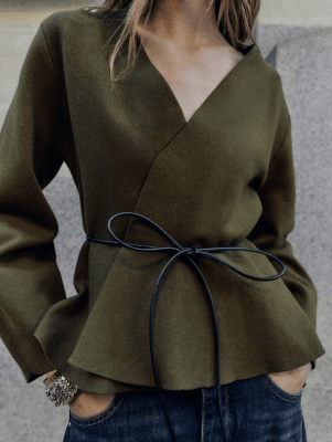 Cardigan Punto Cinturon Verde Dublín Mujer Tejido1