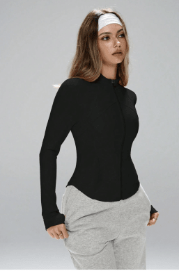 Chaqueta Deportiva Mujer con Cierre Negra Roxy2