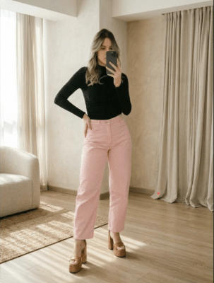 Pantalón Barrel Rosado para Mujer1