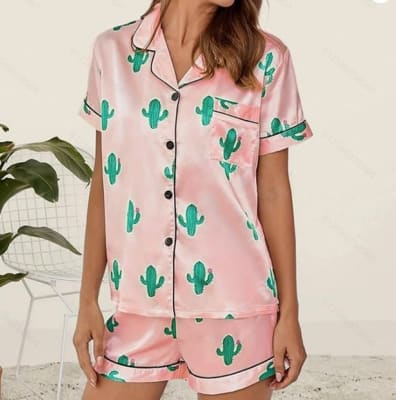 Pijama Saten Short 2pcs Cactus1