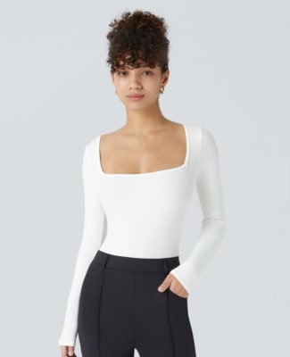 Body Blanco Acanalado Manga Larga para Mujer2