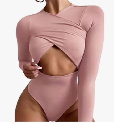 Body Rosa Manga Larga con Escote Cruzado1